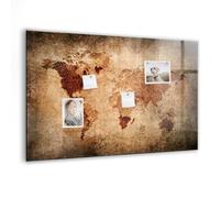 Tableau magnétique en verre avec aimants néodyme | Tableau effaçable à sec pour bureau, maison & cuisine | Design moderne et robuste - 90x60cm - Carte du vieux monde