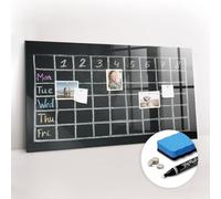 Tableau magnétique en verre contemporain | surface brillante résistante | aimants néodyme, marqueur et éponge inclus | excellent pour annonces et organisation- 120x60cm - Plan de leçon