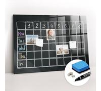 Tableau magnétique en verre contemporain | surface brillante résistante | aimants néodyme, marqueur et éponge inclus | excellent pour annonces et organisation- 100x70cm - Plan de leçon