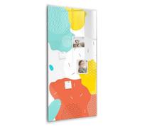 Tableau magnétique en verre mural | qualité premium, écriture nette | aimants néodyme extra forts avec feutre et éponge | idéal maison, bureau, home office- 60x120 - Gribouillis coloré