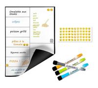 Tableau Magnetique Frigo Hebdomadaire A4 30X21CM 4 Marqueurs Premium 55 Stikers Aléatoires Pnning Frigo A4 Weekly WEEKLY MEMO