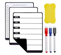 Tableau Magnétique Frigo - Planning Frigo Magnétique Abwischbar - 3 Tableaux Aimantés avec 3 Marqueurs et Effaceur pour Cuisine, Bureau et Maison - Organisez Votre Vie Quotidienne