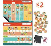 Tableau Magnétique Montessori Duo Planning Semaine et Journée pour Enfants, 140 Aimants