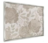 Tableau Magnétique Mural 100x70 cm | Cadre Argenté | Fleurs Vintage