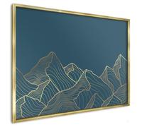 Tableau Magnétique Mural 100x70 cm | Cadre Doré | Minimalisme Montagnard