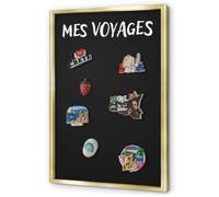 Tableau Magnétique Mural 40x60 cm | Cadre Doré | Mes Voyages
