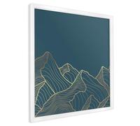 Tableau Magnétique Mural 50x50 cm | Cadre Blanc | Minimalisme Montagnard