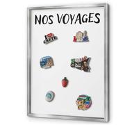 Tableau Magnétique Mural 50x70 cm | Cadre Argenté | Nos Voyages