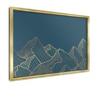 Tableau Magnétique Mural 60x40 cm | Cadre Doré | Minimalisme Montagnard