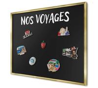 Tableau Magnétique Mural 80x60 cm | Cadre Doré | Nos Voyages