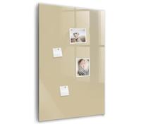 Tableau magnétique portrait en verre trempé | Whiteboard vertical avec aimants néodyme inclus | Parfait pour notes, To-Do lists et planning - 60x90cm - couleur beige