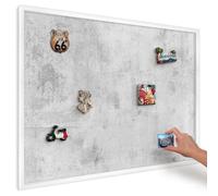 Tableau Magnétique pour Notes 100x70 cm | Cadre Blanc | Béton brut