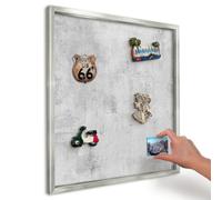 Tableau Magnétique pour Notes 50x50 cm | Cadre Argenté | Béton brut