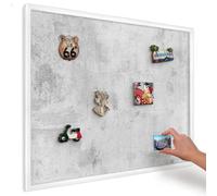 Tableau Magnétique pour Notes 80x60 cm | Cadre Blanc | Béton brut