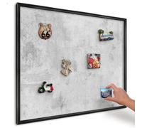 Tableau Magnétique pour Notes 80x60 cm | Cadre Noir | Béton brut