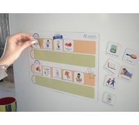 Tableau magnétique routines Matin & Soir Enfants - 15 aimants illustrés - Format 21x29,7 cm - Fabriqué en France - Support ludique pour Apprendre l’autonomie et structurer Les routines