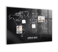 Tableau magnétique verre trempé | Whiteboard aimanté avec aimants puissants | Surface effaçable et résistante pour bureau et maison - 100x70cm - pays de la carte du monde