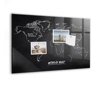 Tableau magnétique verre trempé | Whiteboard aimanté avec aimants puissants | Surface effaçable et résistante pour bureau et maison - 60x40cm - pays de la carte du monde