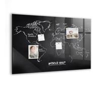 Tableau magnétique verre trempé | Whiteboard aimanté avec aimants puissants | Surface effaçable et résistante pour bureau et maison - 90x60cm - pays de la carte du monde