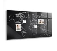 Tableau magnétique verre trempé | Whiteboard aimanté avec aimants puissants | Surface effaçable et résistante pour bureau et maison - 120x60cm - pays de la carte du monde