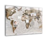 Tableau magnétique verre trempé | Whiteboard effaçable, résistant et moderne | Inclut aimants puissants pour planification et notes - 100x70cm - Carte du vieux monde