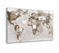 Tableau magnétique verre trempé | Whiteboard effaçable, résistant et moderne | Inclut aimants puissants pour planification et notes - 90x60cm - Carte du vieux monde