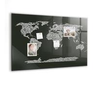 Tableau magnétique verre trempé | Whiteboard effaçable, résistant et moderne | Inclut aimants puissants pour planification et notes - 90x60cm - Noms des continents