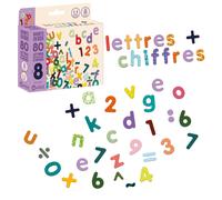 Magnets Bois 80 Lettes Minuscules, Chiffres et Signes Jaune