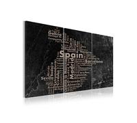 Tableau Map of Spain on the blackboard triptich-Taille L 120 x H 60 cm Imprimé