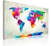 Tableau Map of the world an explosion of colors-Taille L 60 x H 40 cm