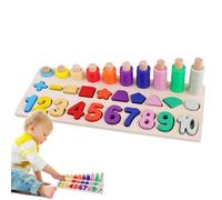 Tableau mathématique pour - 30,5 x 13 x 7,5 cm - Kit d'apprentissage en bois naturel - Blocs de tri pour la reconnaissance des couleurs - Accessoires de salle de e style - Kit