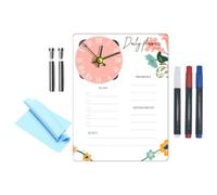 Tableau Mémo Acrylique de Bureau avec Horloge, Planification | Surface Réutilisable, Affichage Transparent, Style Moderne Élégant, pour Bureau et Étude, Compatible Feutres Effaçables