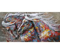 tableau métallique 3D 2 chevaux