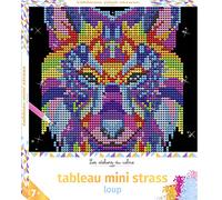 Tableau Mini Strass Loup - Avec 1 Tableau, 1 Carré De Cire, 1 Accroche-Tableau, 1 Plateau, Plus De 4000 Strass Et 1 Stylet À Strass