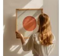 Tableau minimaliste représentant une lune de sang et des oiseaux, impression carrée abstraite représentant un paysage, idéal pour la décoration du salon et de la maison (80 x 80 cm / cadre intérieur).