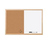Tableau mixte Liège/Blanc laqué magnétique cadre bois 40 x 60 cm Bi-Office