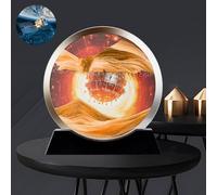 Tableau mobile en sable, Décoration murale ronde en verre 3D de 12 pouces avec sable mobile, jouet décoratif for bureau, cadre noir et blanc(C,Black frame)