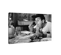 Tableau moderne Alberto Sordi Un Américain à Rome - Impression sur toile 61 x 40 cm - Film - Cinéma - Noir et blanc - Maccarone - Décor Casa - Restaurant - Bar - Fabriqué en Italie