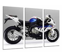 Tableau Moderne Photographique, Impression sur bois, BMW Motorcycle, Blanc et Bleu, Route, 97 x 62 cm, ref. 26676