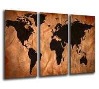 Tableau Moderne Photographique, Impression sur bois, Carte du monde, carte du monde, Vintage, 97 x 62 cm, ref. 26105