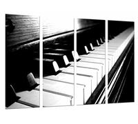 Tableau Moderne Photographique, Impression sur bois, Piano et clés en noir et blanc, 131 x 62 cm, ref. 26761