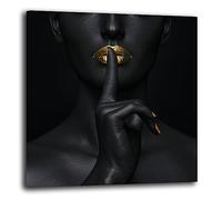 Tableau moderne pour femme - Silence bouche effet or - Tableau mural moderne XXL - Grande impression sur toile - Décoration murale - Décoration murale - Chambre - Cuisine - Salon - Bureau (30 x 30 cm,