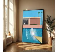 Tableau moderne sur toile « Éclaboussures de piscine », œuvre de David Hockney, peinture minimaliste pour la maison, affiches et impressions d'éclaboussures d'eau bleue (60x80cm/cadre intérieur)