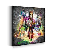 Tableau moderne sur toile Graffiti Street Art Cheval décoration murale Taille 80x80x2cm