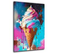 Tableau moderne sur toile Pop Art Glaces décoration murale Taille 90x60x2cm
