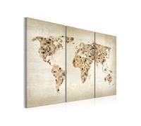 Tableau Monde en beige triptyque-Taille L 60 x H 40 cm