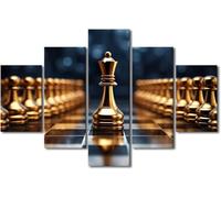 Tableau Multi Panneau 5 Parties Decoration Murale Échecs | Avec Cadre 100 X 50 Cm | Imprimé Sur Toile 5 Pièces Hd Peinture Affiche Mur Art Moderne Motif Peinture - Affiche De Photo D'Art-341615381271