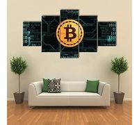Tableau Multi Panneau 5 Parties Dessin Animé Bitcoin Mémorial (Non Encadré 150 X 100 Cm) Tableau Imprimé Tableau Imprimé Sur Toile Tableau Deco Impression Sur Toile Intissee 5 Parties Tablea -9G2F/T8