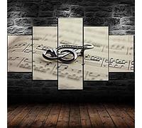 Tableau Multi Panneau 5 Parties Impression Sur Note De Musique 150×80 Cm 5 Parties Tableau Salon Moderne Mur Art Affiche,5 Pieces Decoration Murale Salon Decor -6A8W-G5I