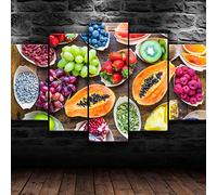 tableau multi panneau 5 parties Raisins Cerise Fruits Cuisine Déco tableau imprimé sur toile,tableau imprimé xxl,tableau deco murale,tableaux,posters et arts décoratifs,5 pieces hd print,125x60cm